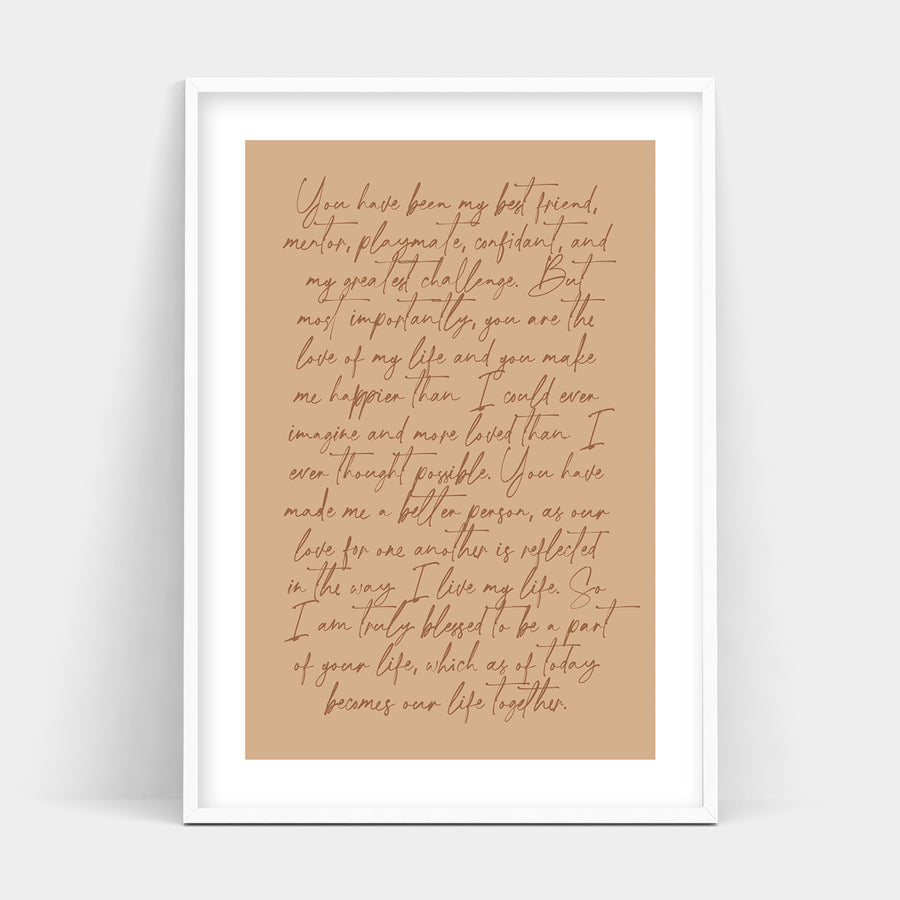 CUSTOM VOWS FRAMED BEIGE