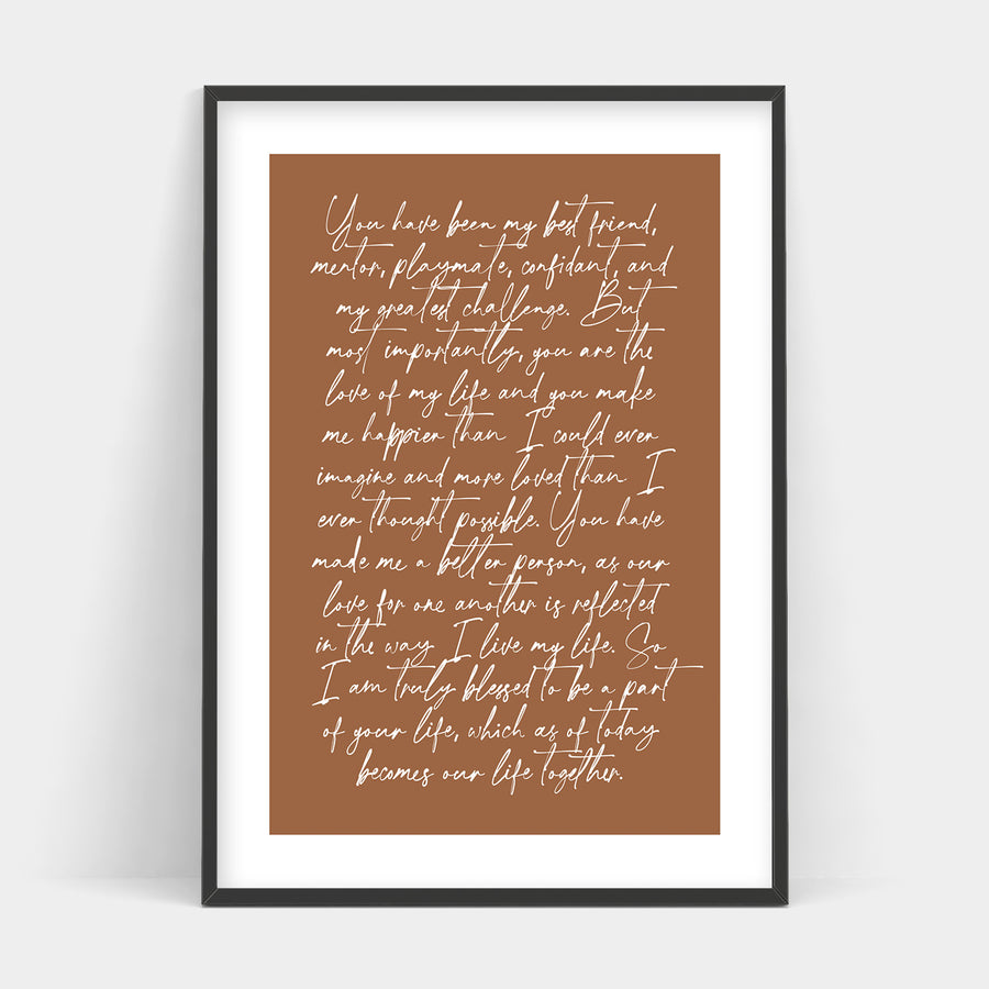 CUSTOM VOWS FRAMED BEIGE