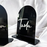 CURVED ACRYLIC BLACK & WHITE TABLE NUMBERS